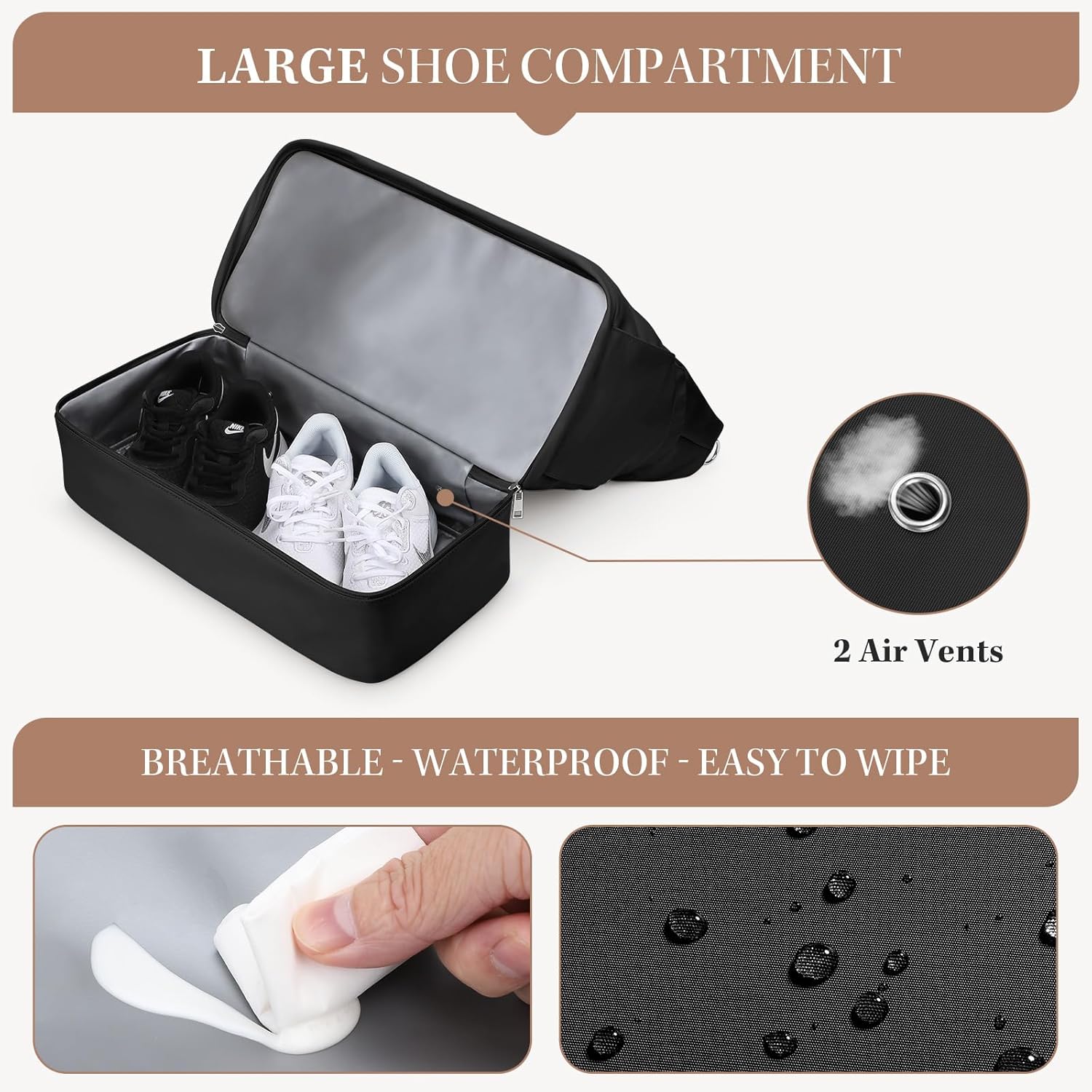 Maelstrom Gym Bag for Women,40L Travel Duffel Bag with Shoes Compartment and Wet Pocket,Waterproof Carry On Weekender Bag,Sport Gym Tote Bags Swimming Yoga, Hospital Holdalls-Black - Image 3