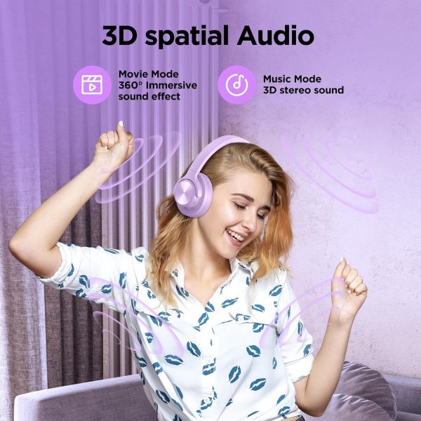 Noise Cancelling Headphones: Wireless Over Ear Bluetooth Headphones with 130H Playtime - Hi-Res Sound Custom EQ via App Deep Bass Comfort Fit Ear Cups for Travel Home Office - Image 5