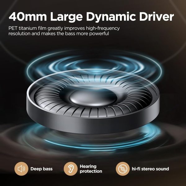 Noise Cancelling Headphones: Wireless Over Ear Bluetooth Headphones with 130H Playtime - Hi-Res Sound Custom EQ via App Deep Bass Comfort Fit Ear Cups for Travel Home Office - Image 6