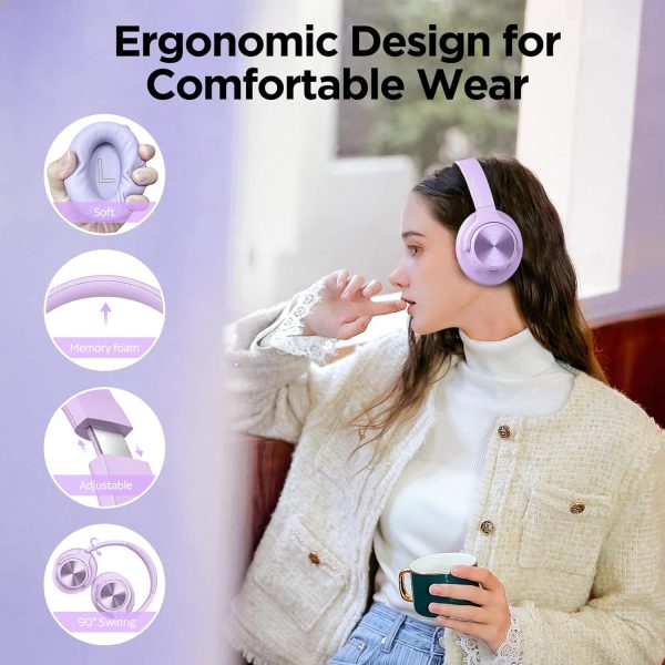 Noise Cancelling Headphones: Wireless Over Ear Bluetooth Headphones with 130H Playtime - Hi-Res Sound Custom EQ via App Deep Bass Comfort Fit Ear Cups for Travel Home Office - Image 7